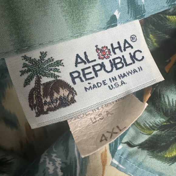 Aloha Republic Size 4XL‎ 100% Cotton Short Sleeve Button Up Hawaiian Shirt USA - Picture 5 of 8